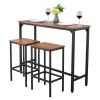 Bar Table, 3PCS 47â€³ Bars Tables Set, Bar Tables and Chair Set with Rounded Edge Design, Rectangular Pub Table with Two Stools for Office Desk