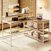 L-shaped desk, corner desk, computer desk, study desk, space-saving design, with storage space