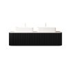 DINA 60" Bathroom Vanity with Sinks, Wall-Mounted Floating Curved Edges Striped Bathroom Storage Cabinet with 2 Drawers