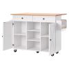 VEVOR Kitchen Island Cart, with Solid Wood Top and Storage Cabinet, Mobile Rolling Table with Drop Leaf, Drawers, Spice Towel Rack