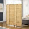 Folding Room Divider Screen 4 Panel 6' Tall Privacy Screen Freestanding Wood Partition for Home Office, Nature Wood