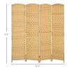 Folding Room Divider Screen 4 Panel 6' Tall Privacy Screen Freestanding Wood Partition for Home Office, Nature Wood
