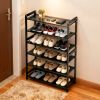 26.8*9.84*35.4in 6-Tier Flat Bamboo Shoe Rack, Black
