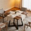 Square dining table, wooden kitchen dining table, classic design, black metal frame  (table only)