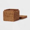 Natural Woven Tank Storage: Rattan Bath Caddy for Shower Organization, Beige Bathroom Accessory
