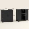 Bathroom Sink Cabinet, Pedestal Sink Cabinet with Adjustable Shelf, Black
