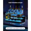 LED Lighted Liquor Bottle Display, 3 Tiers 20 Inches Whiskey Rack, Supports USB, Illuminated Home Bar Shelf with RF Remote & App Control