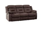 Modern Manual Sofa 1pc Pillow Arms Plush Backrest Horizontal Tufting USB Port Chocolate Finish Primary Living Room Furniture