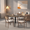 35.43 Inch Round Dining Table, Small Circle Kitchen Table with Metal Black Legs for 2-4 people,Modern Dining Room Table, Brown