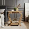 2-Tier End Table, Narrow Accent Side Table with with Storage Shelves