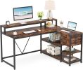 L-Shaped Desk, Industrial Corner Desk with Drawer & Shelves