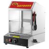 Hot Dog Steamer, 28.5QT, 2-Tier Hot Dog Hut Steamer, 86-185 F Temp Control, Electric Bun Warmer with Tempered Glass Slide Doors Partition Plate Tong