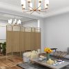 6-Panel Folding Room Divider, Portable Wave Fiber Privacy Screen, Natural, for Home Office