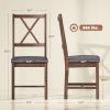 Set of 2 Dining Chairs, Upholstered X-Back Dining Room Chairs with Rubberwood Legs and Padded Seat for Kitchen, Gray