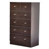 Brown particleboard with a textured melamine finish, 66*40*111cm, 4+2 drawer cabinet, matte gold handles