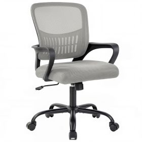 The adjustable rotating back-style computer desk and chair not only offers comfortable lumbar support but also comes with comfortable armrests. (Color: Grey)