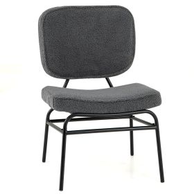 Upholstered Accent Chair Sherpa Reading Chair with Sponge Padding (Color: Gray)