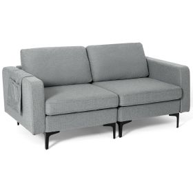 Modern Loveseat Sofa Couch with Side Storage Pocket (Color: Gray)
