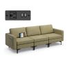 Convertible Sofa Couch with Magazine Pockets 3-Seat with 2 USB Port