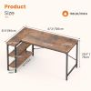 L-shaped office desk, 39-55inch computer desk, writing work desk with reversible storage rack