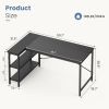 L-shaped office desk, 39-55inch computer desk, writing work desk with reversible storage rack