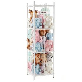 Wooden toy storage rack, suitable for saving space in children's rooms, bedrooms, baby rooms and children's activity rooms. (Color: White)