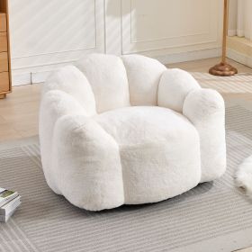 Lotus type compression sofa Adult bean bag sofa with pull ring can be easily moved without installation Suitable for various environments such as livi (Color: White)