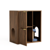 31.5-inch  Cat Litter Cabinet with Cat Tree - Grooved Concealed Litter Furniture Featuring Dual Cat Doors and Storage Shelves