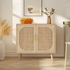 Buffet Cabinet with Storage, Accent Bathroom Floor Cabinet,with Two Doors and 4 compartments forStorage,Cabinet with Solid Wood Feet