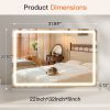 LED Vanity Mirror with Lights Aluminum Frame Bathroom Mirror Dimmable 3 Color Modes Makeup Mirror Memory Function Bedroom