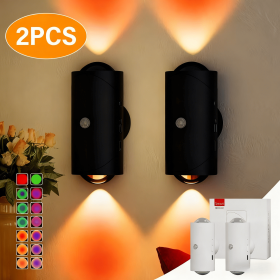 4pcs Rechargeable LED Night Light Wall Lamp Commercial StrobeLight Multi-color Mode Dimmable Indoor Light Magnetic StepLight for Entryway Bedside Desk (Color: Black 2 PCS)