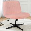 Cross Legged Office Living Room Rocking Gaming Chair Armless Wide Desk Adjustable Swivel Fabric Task Vanity Home Office
