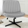Cross Legged Office Living Room Rocking Gaming Chair Armless Wide Desk Adjustable Swivel Fabric Task Vanity Home Office