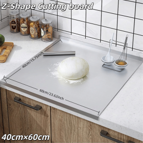 Stainless Steel Cutting Board with Lip for Kitchen Chopping Boards for Countertop Large Metal Cutting Board over Sink Suitable for Meat Fruits Vegetab (size: Z-Shape 40cmÃ—60cm)