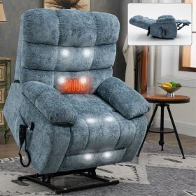 Lift Recliner Chair Heat Massage Dual Motor Infinite Position Up to 350 LBS Large Electric Power Lift Recliners with Power-Remote (Color: as Pic)
