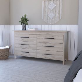 Luxor Six Drawer Double Dresser (Color: Light gray)