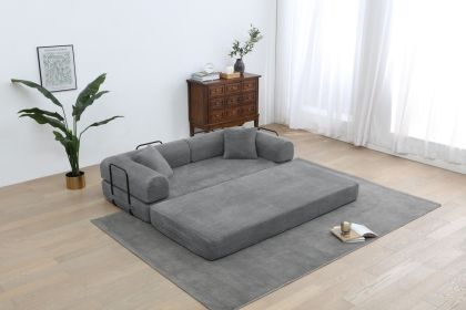 Sleeper Sofa with Pillow,Comfy Foldable Sofa Bed Compressed Sofa in Box, Convertible Sofa Bed for Living Room Bedroom Lounge Studio (Color: Dark gray)