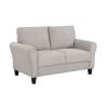 Modern 1pc Loveseat Textured Fabric Upholstered Rounded Arms Attached Cushions Transitional Living Room Furniture