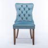 Modern High-end Tufted Solid Wood Contemporary Velvet Upholstered Dining Chair with Wood Legs Nailhead Trim 2-Pcs Set