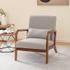 Modern Accent Chair with Rubber Wood Frame and Lumbar Pillow