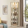 Corner Lighted Curio Cabinet Corner Glass Cabinet Lighted Curio Cabinet Corner Display Case for Living Room, Curio Cabinet, Antique collection, Wine