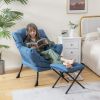 Modern Accent Sofa Chair with Folding Footrest and Side Pocket