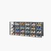 6/12/18/24/36PCS Stackable Shoe Storage Cabinet with Clear Front Door Plastic Sneaker Organizer Box for Entryway Closet or Bedroom Dustproof Shoe Case