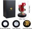 Valentines Day Gifts for Her,Valentines Decor Beauty and The Beast Rose Flowers with 40 LED Lights Rose in Glass Dome