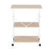 Baker's Rack 3-Tier Kitchen Utility Microwave Oven Stand Storage Cart Workstation Shelf(Vintage Board Top Black Metal Frame)