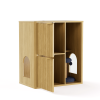 31.5-inch  Cat Litter Cabinet with Cat Tree - Grooved Concealed Litter Furniture Featuring Dual Cat Doors and Storage Shelves