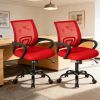 Ergonomic Office Desk Gaming Chair Mid Back with Lumbar Support Rocking Mode Height Adjustable with Fixed Armrest For Office