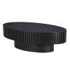 Modern Handcraft Drum Coffee Table Length 43.7 inch Ellipse Coffee Table for Living Room,Oval Small Coffee Table with Sturdy Pedestal