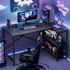 L-shaped office desk, 39-55inch computer desk, writing work desk with reversible storage rack