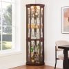 Corner Glass Cabinet Lighted Curio Cabinet Corner Display Case for Living Room, Curio Cabinet, Antique collection, Wine